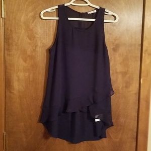 Lush navy high low sleeveless top